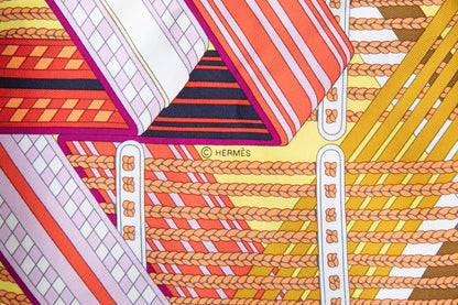 ダブルフェイス ダブルサングル DOUBLE SANGLE SCARF マリン×ジョーヌヴィフ ドゥブル・サングル　ヴィンテージエルメススカーフ　カレ９０