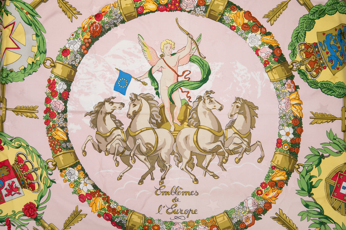 ヴィンテージエルメススカーフ　エルメス カレ90 Emblemes de LEurope(ヨーロッパ エンブレム)