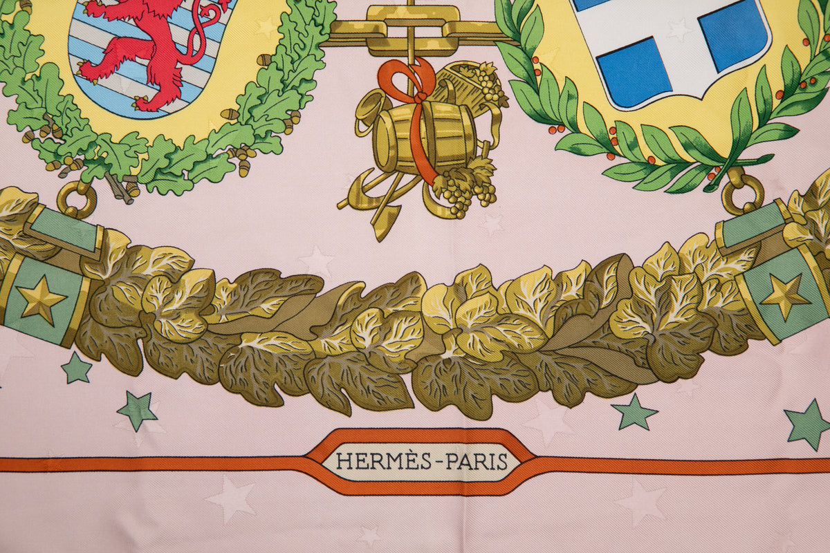 ヴィンテージエルメススカーフ　エルメス カレ90 Emblemes de LEurope(ヨーロッパ エンブレム)